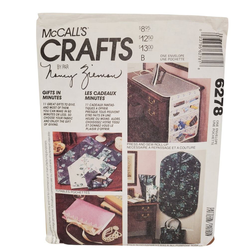 McCALLS Crafts Sewing Gifts Garment Bag Vintage Sewing UNCUT 80s 90s 6278